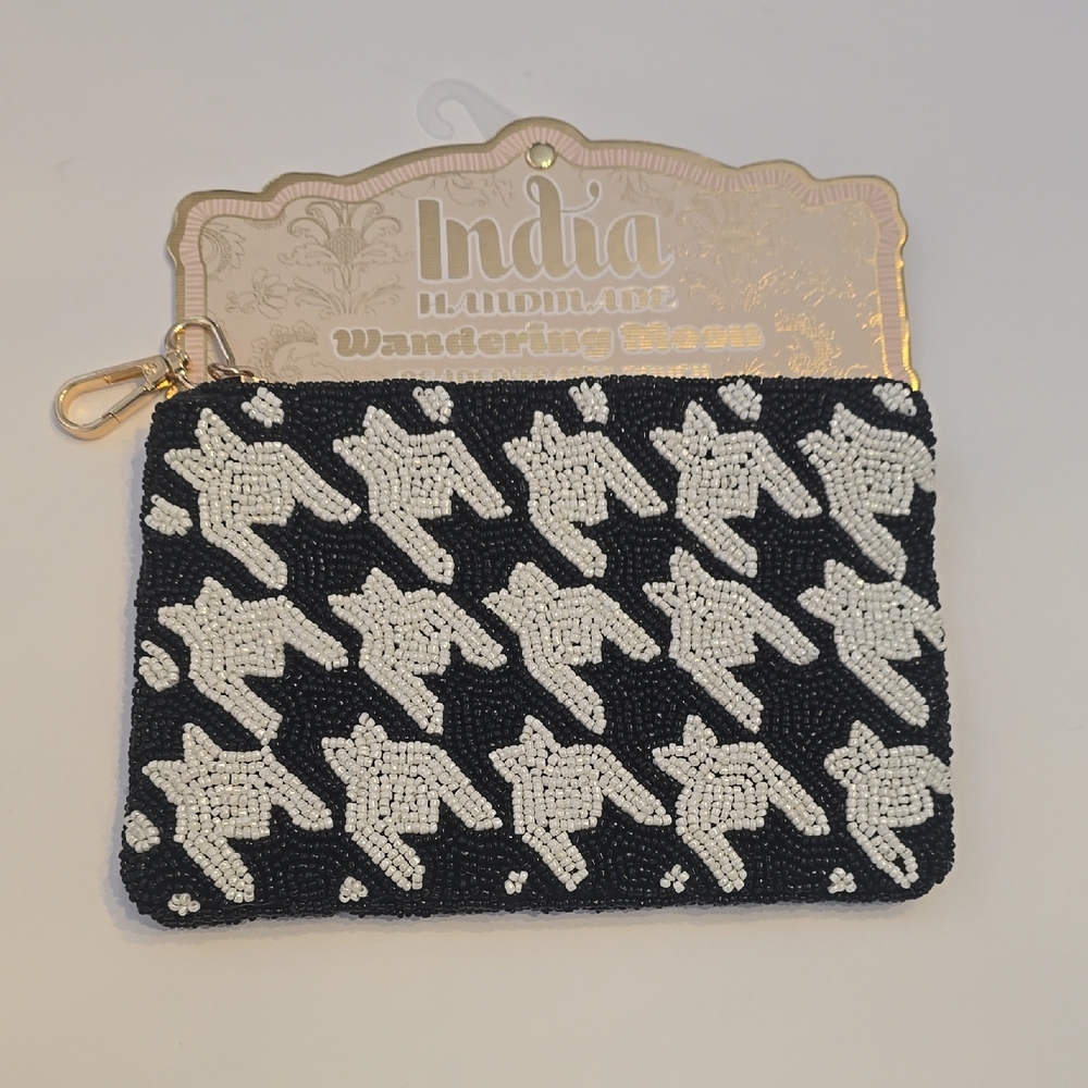 Black and White Beaded Clutch